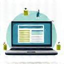 Icon representing online learning on a laptop