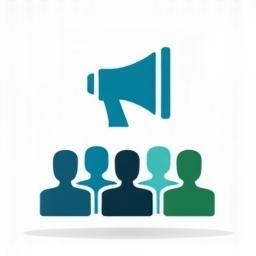 Icon representing speaker broadcasting to an audience