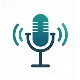 Icon representing podcast creation process - recording mic, sound waves